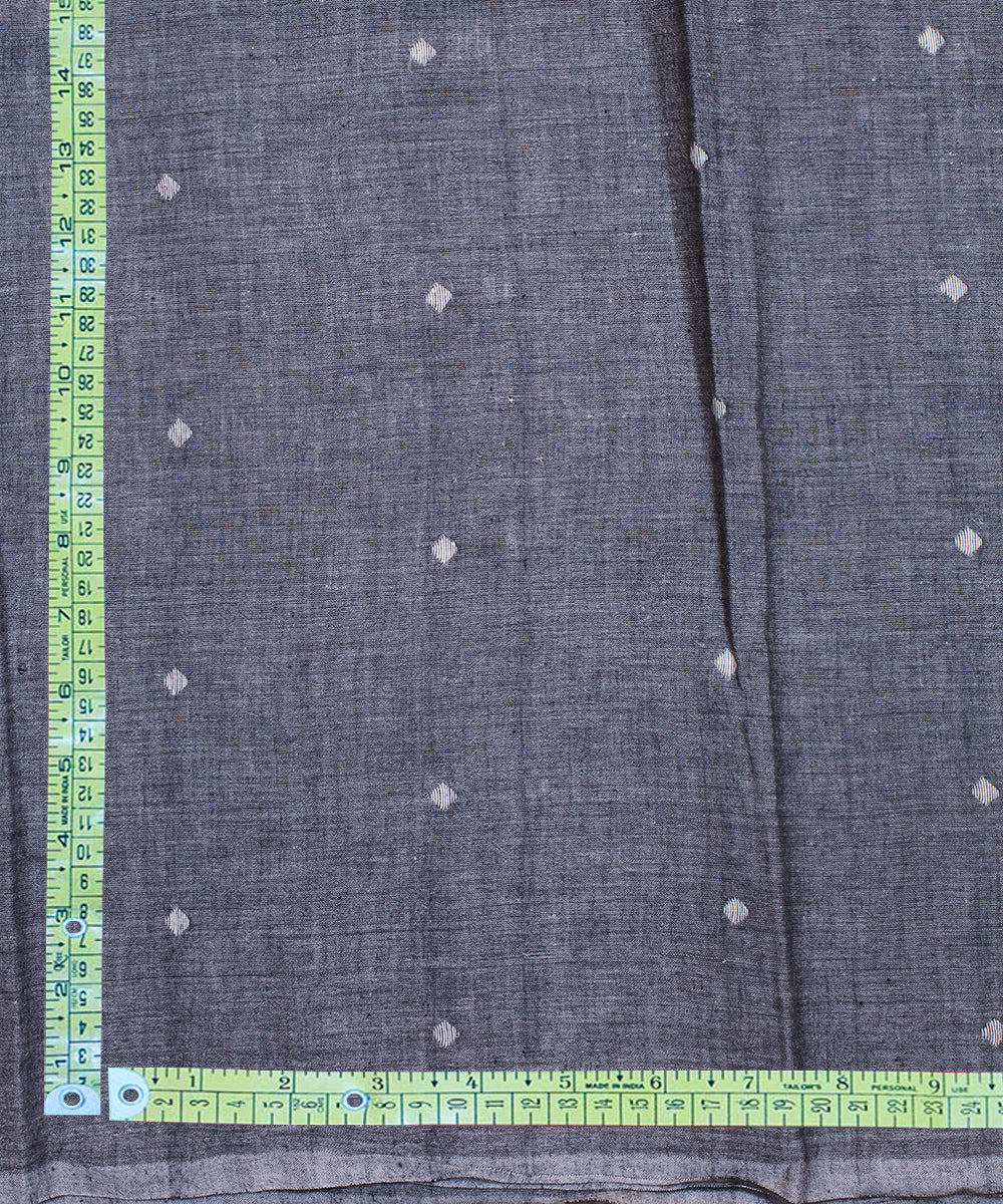 Grey white handwoven cotton jamdani fabric