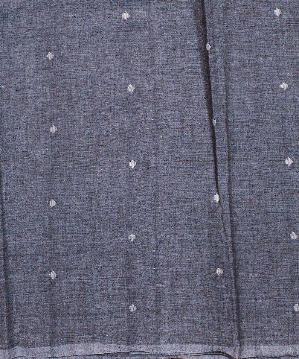 Grey white handwoven cotton jamdani fabric