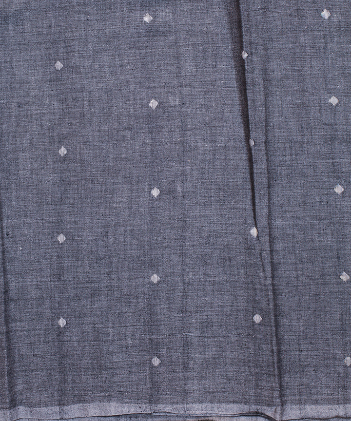 Grey white handwoven cotton jamdani fabric