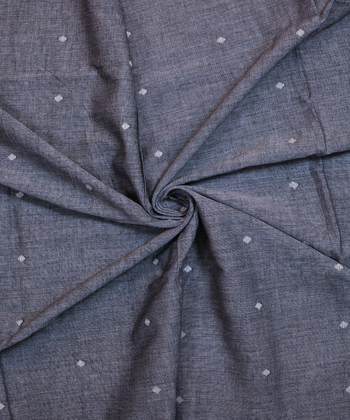 Grey white handwoven cotton jamdani fabric