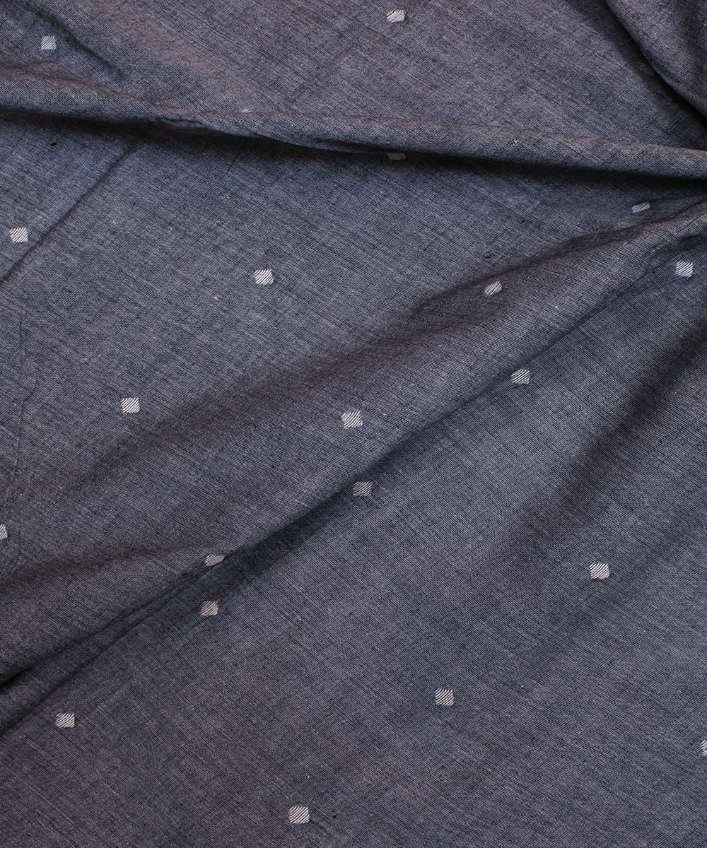 Grey white handwoven cotton jamdani fabric