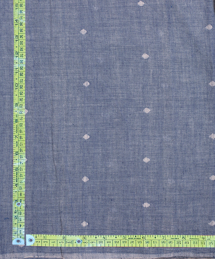 Blue white handwoven cotton jamdani fabric