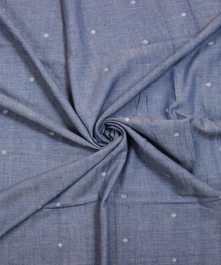 Blue white handwoven cotton jamdani fabric