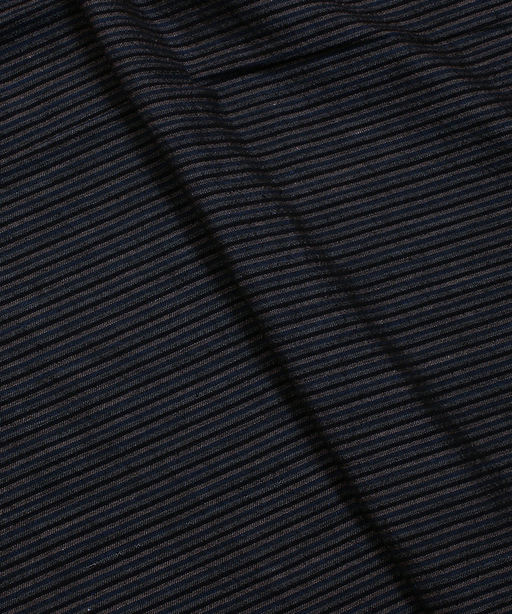 Blue black striped handwoven bengal cotton fabric