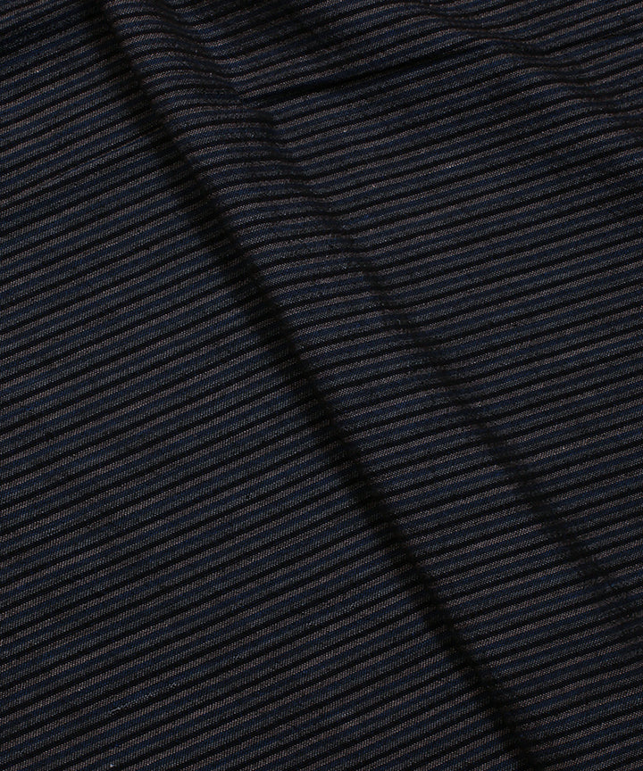 Blue black striped handwoven bengal cotton fabric