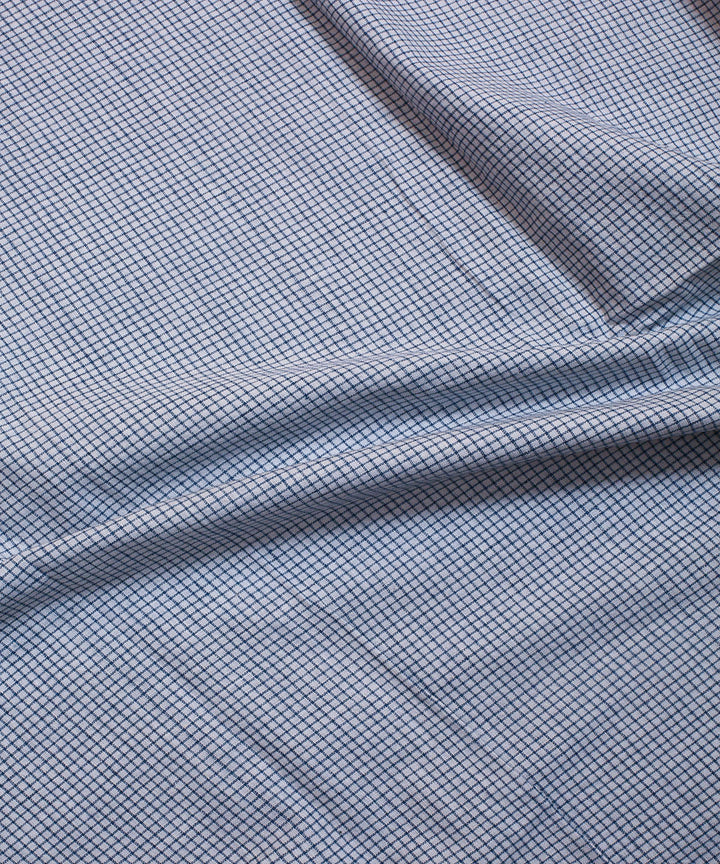 White blue checks handwoven bengal cotton fabric