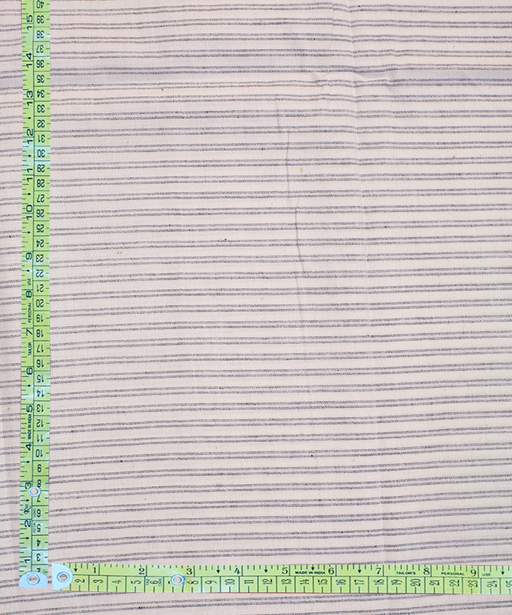 White grey double striped handwoven bengal cotton fabric