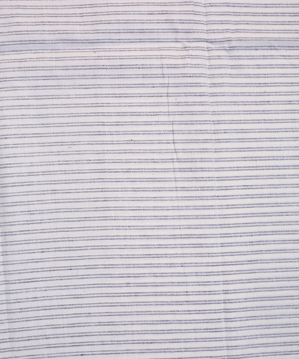 White grey double striped handwoven bengal cotton fabric