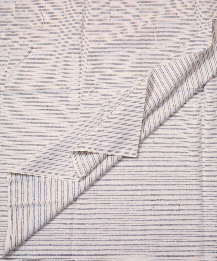 White grey double striped handwoven bengal cotton fabric