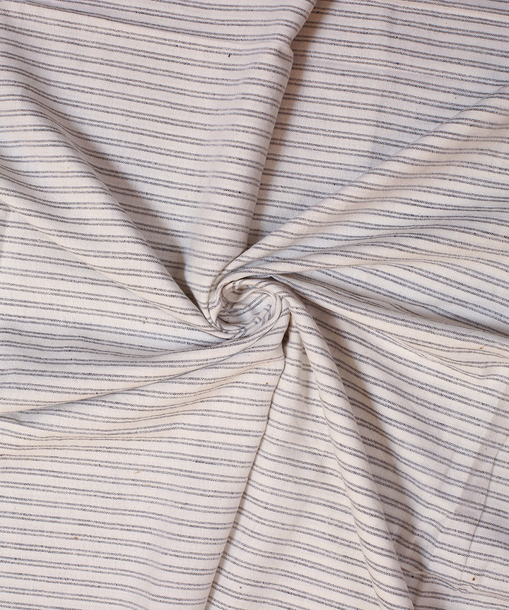 White grey double striped handwoven bengal cotton fabric