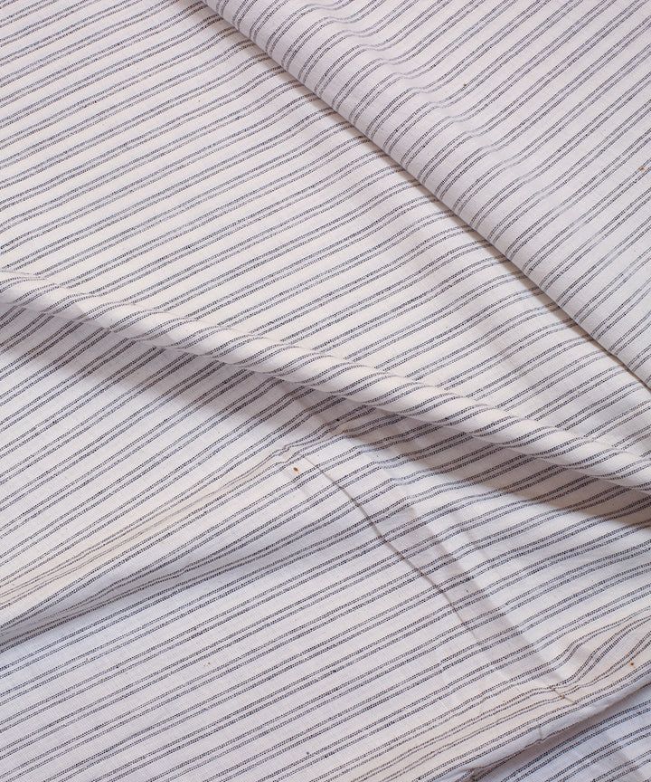 White grey double striped handwoven bengal cotton fabric