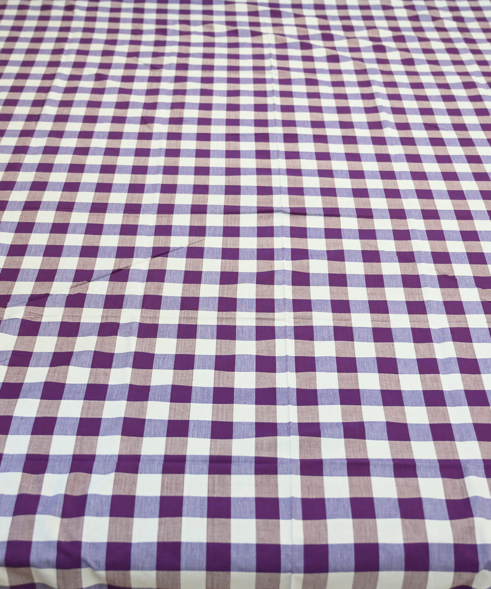 White purple checked handmade sambalpuri cotton bedsheet