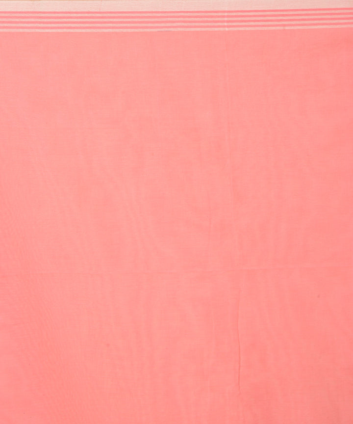 Peach white cotton handwoven jamdani saree