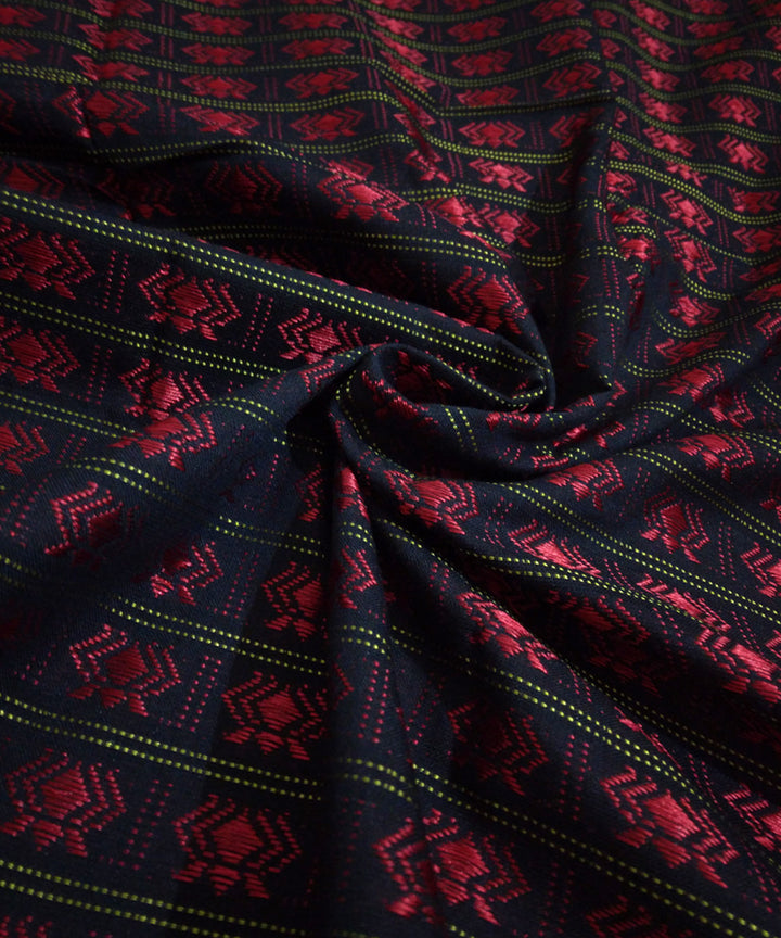 Black maroon handwoven cotton art silk khana blouse fabric