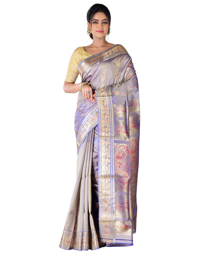Grey handloom silk saree
