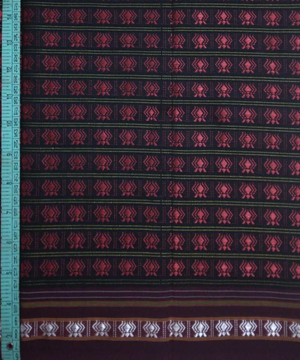 Black maroon handwoven cotton art silk khana blouse fabric