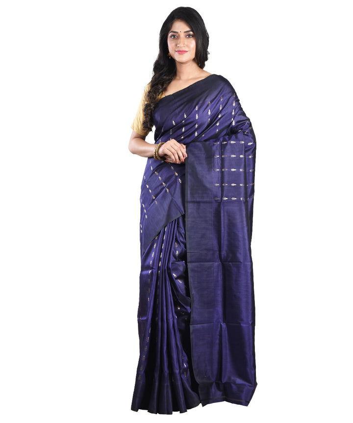 Navy blue handloom silk saree
