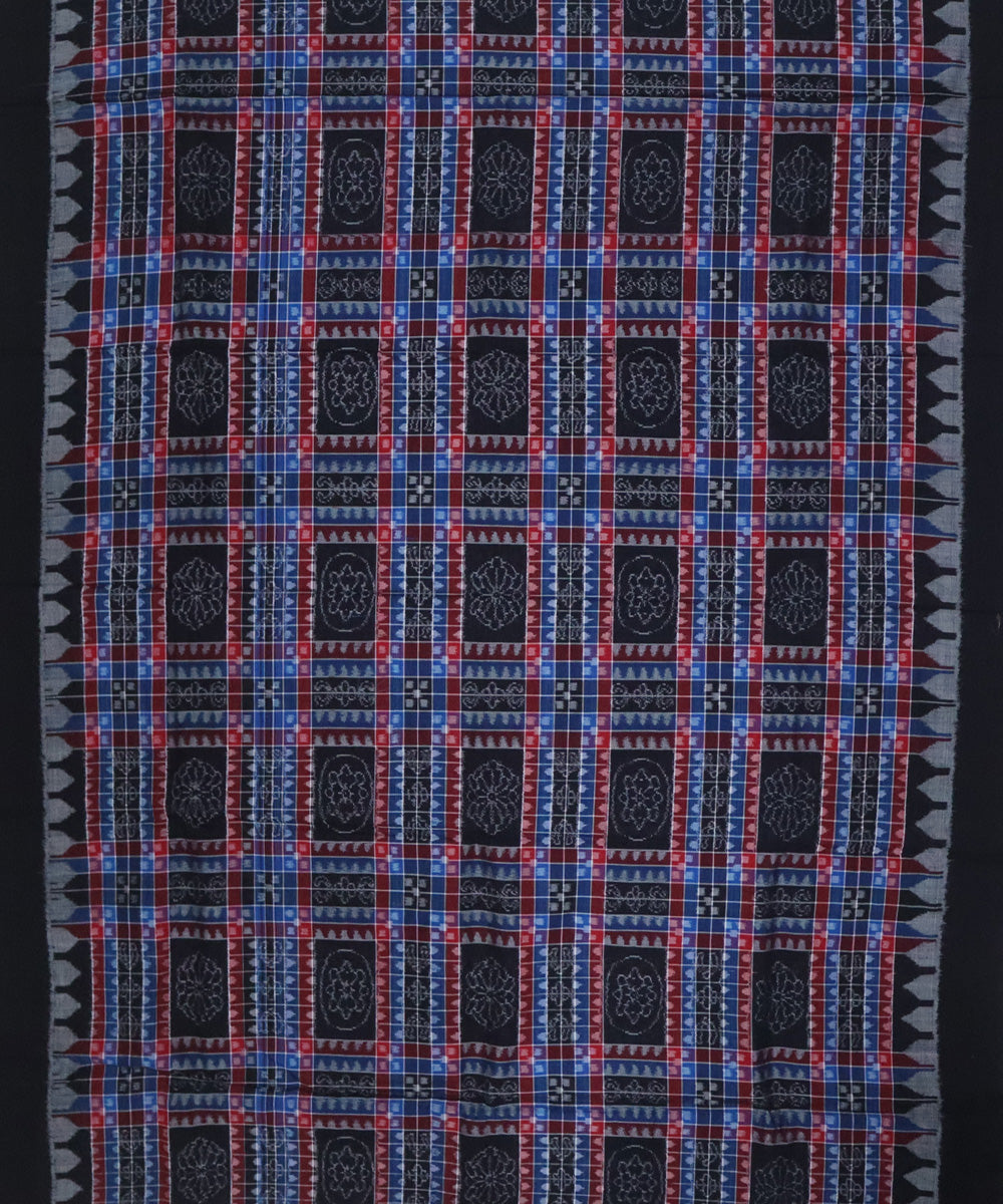 Blue black handwoven cotton sambalpuri dress material