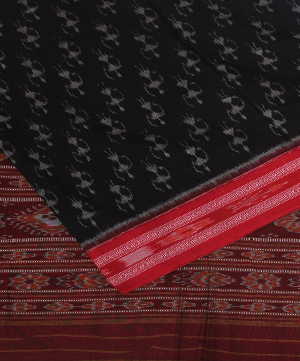 Black red cotton handwoven nuapatna saree