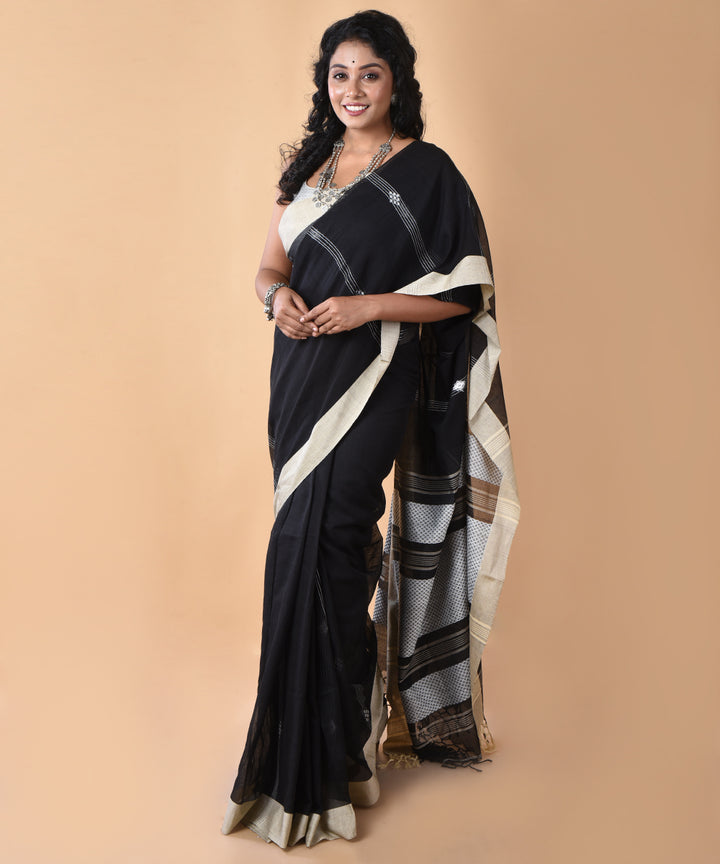 Black cotton handloom jamdani saree