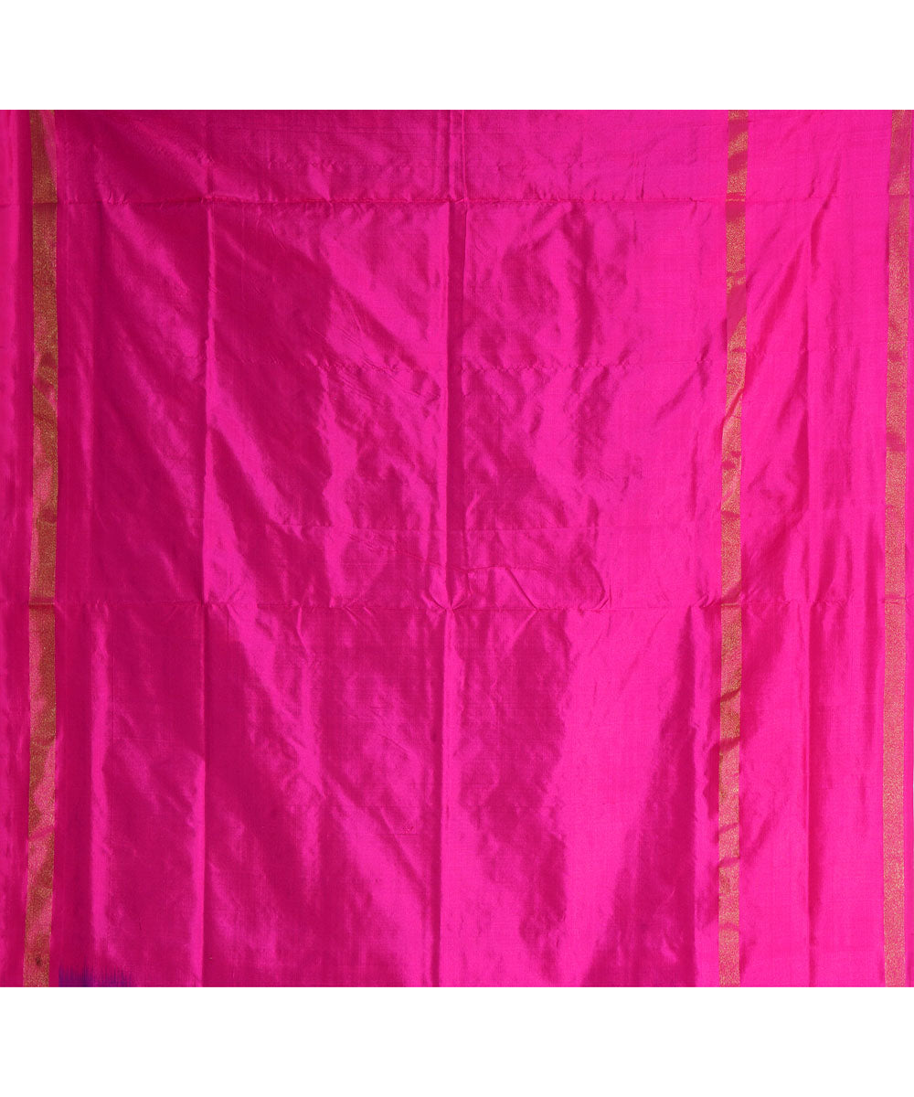 Royal blue pink handwoven pochampally ikat silk saree