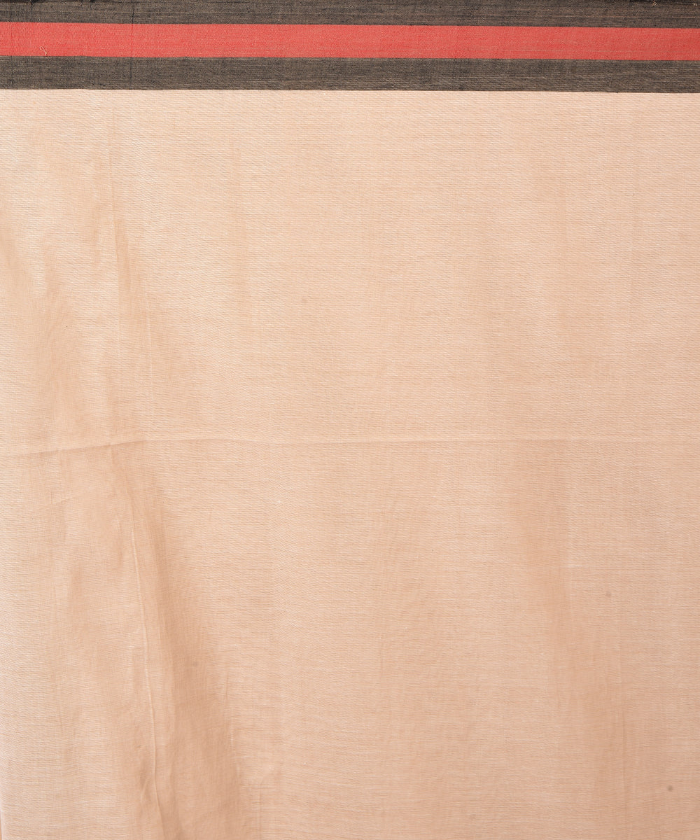 Brown striped cotton handwoven jamdani saree