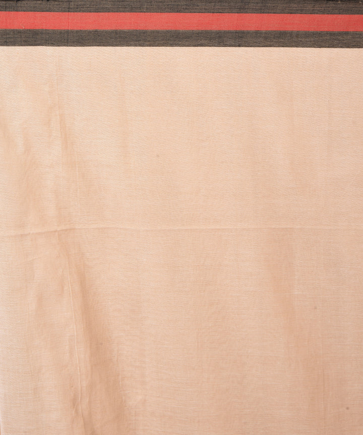 Brown striped cotton handwoven jamdani saree