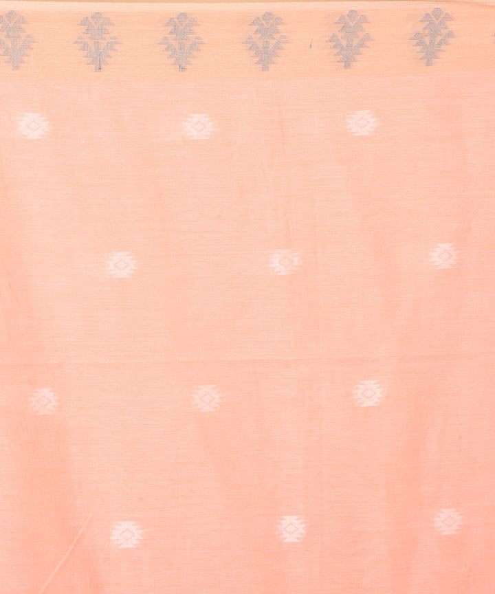 Peach handwoven jamdani cotton saree