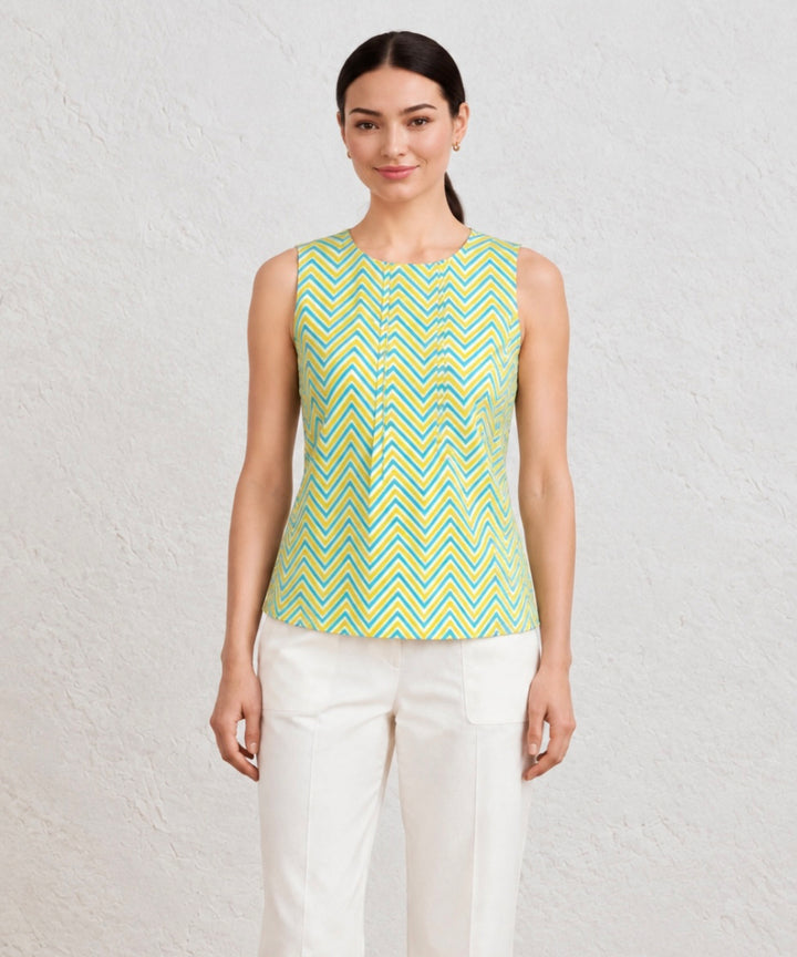 Yellow green hand block printed pure cotton top