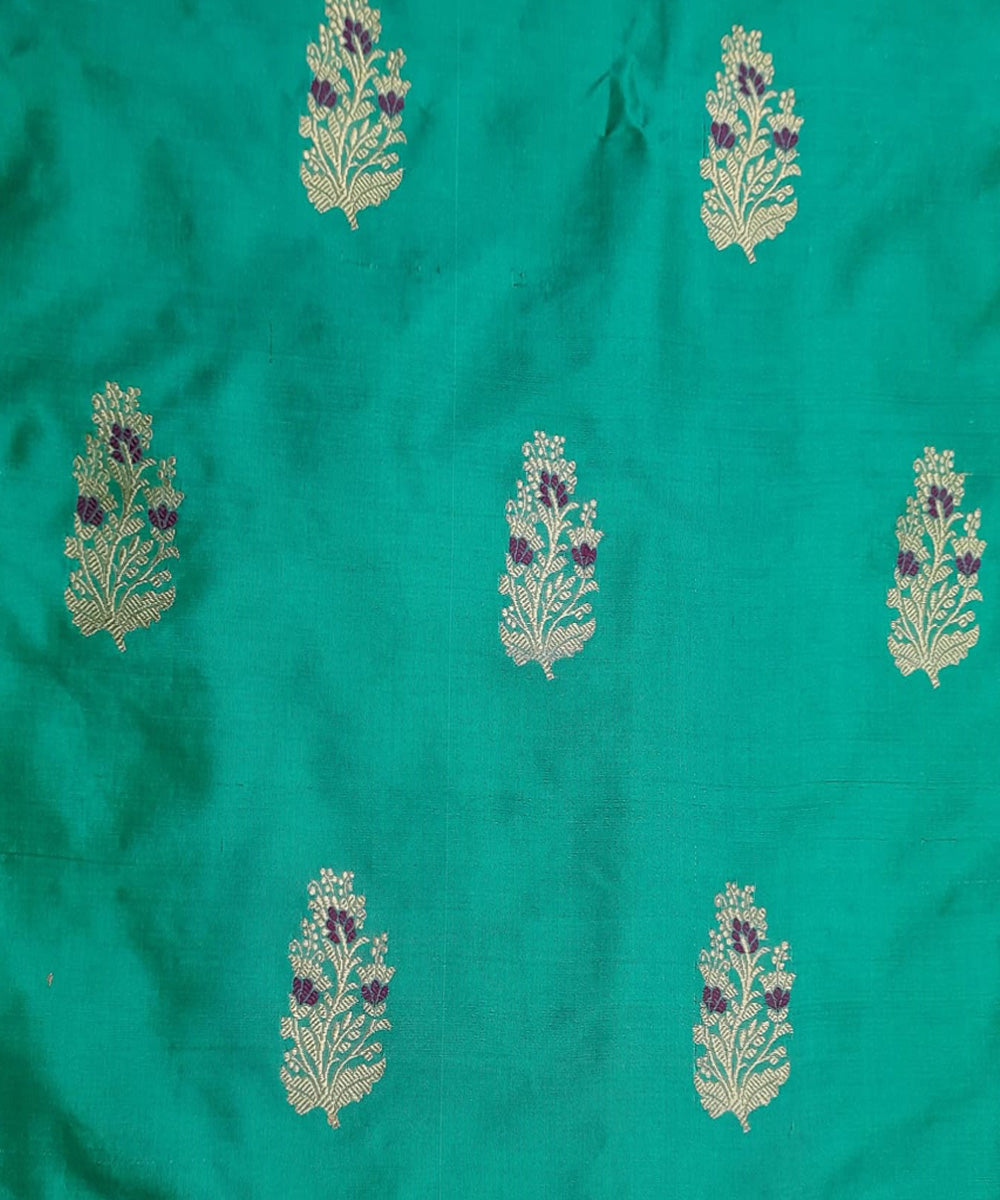 Light green purple handloom banarasi silk fabric