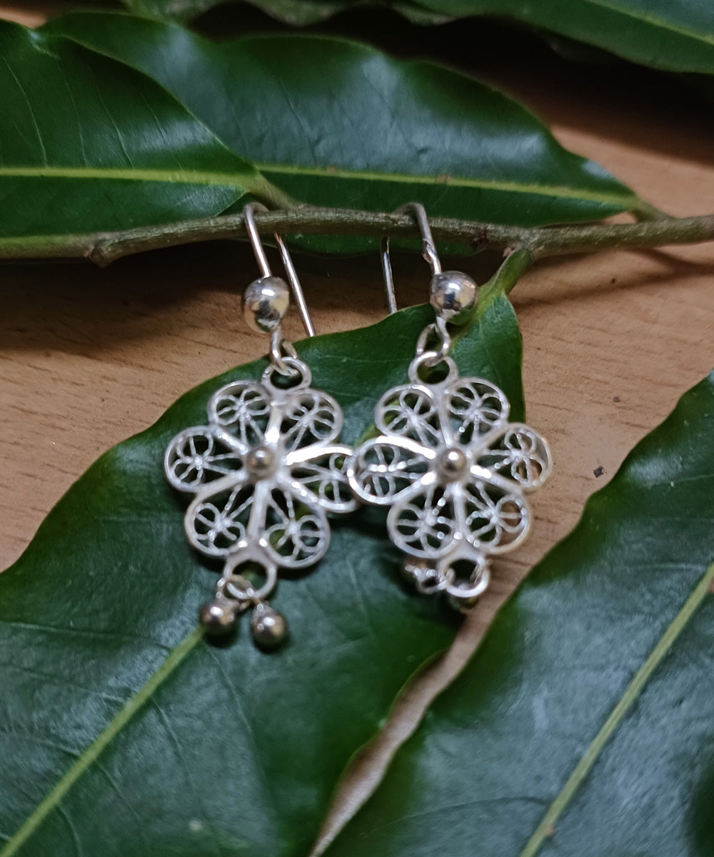 Silver filigree handcrafted pure silver earring