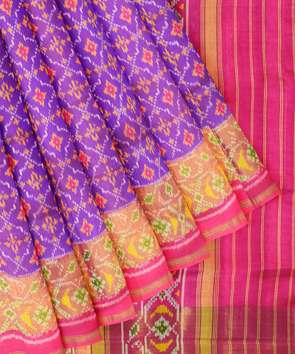 Pink pink silk handloom patola saree