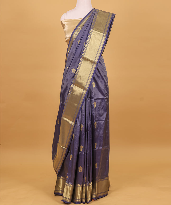 Grey boota silk handwoven banarasi saree