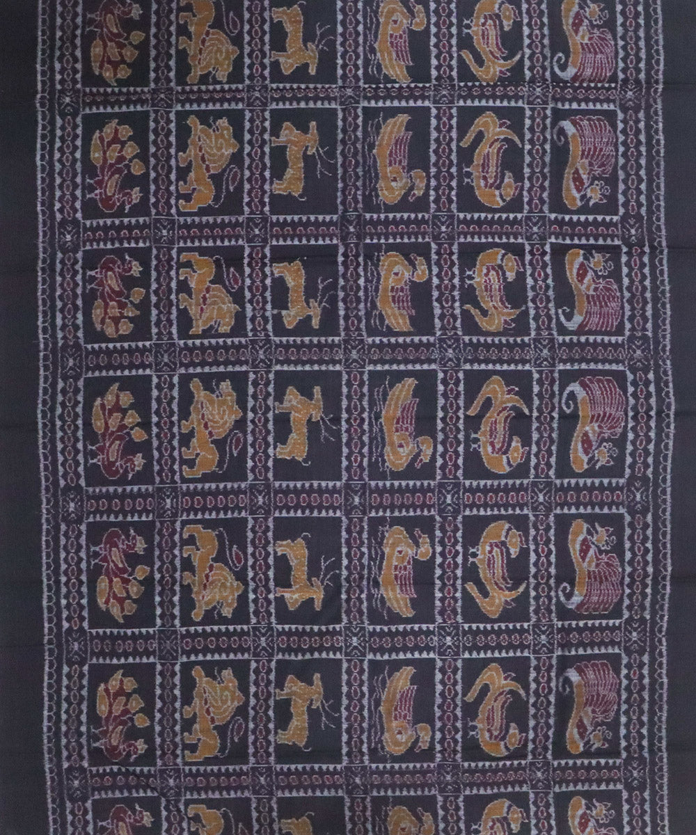 Yellow black handwoven cotton sambalpuri dress material