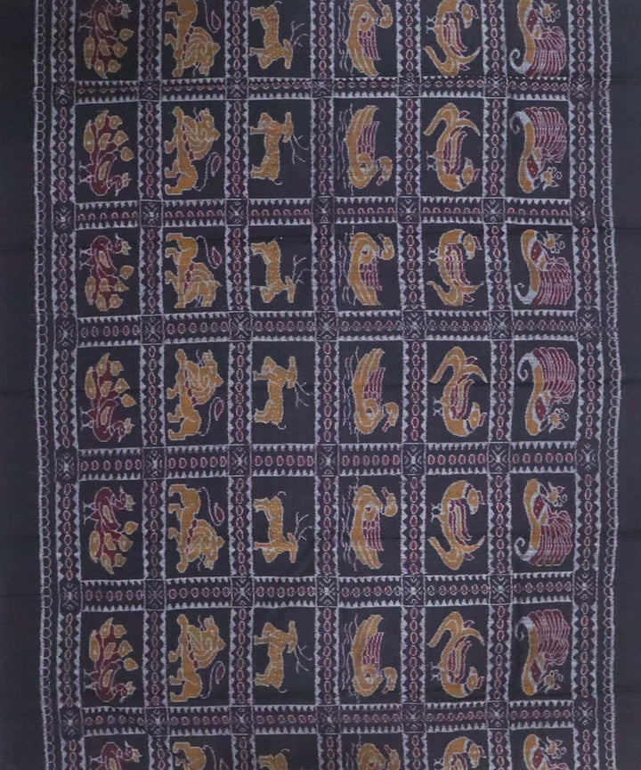 Yellow black handwoven cotton sambalpuri dress material