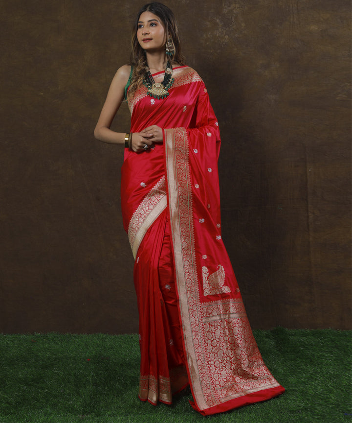 Red silk handwoven banarasi saree