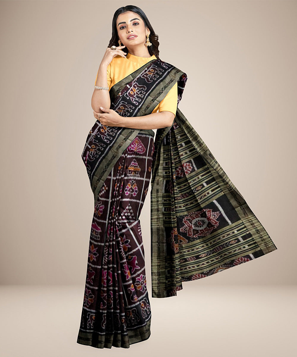 Black black silk handwoven nabakothi khandua saree