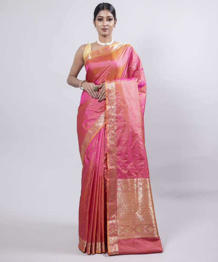 Pink silk handwoven banarasi saree