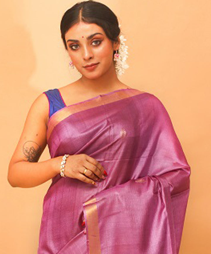 Purple chhattisgarh handloom tussar silk saree