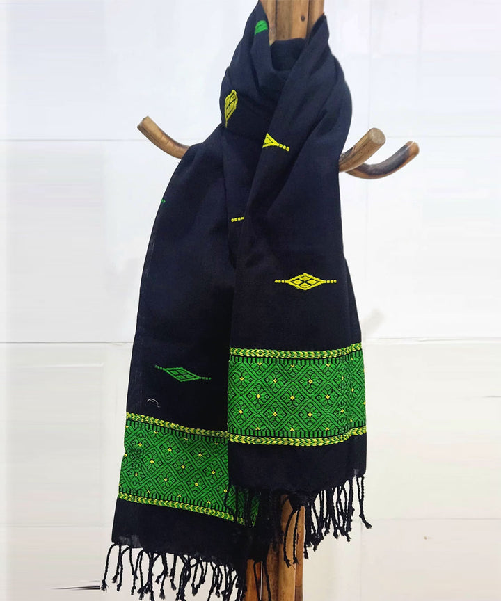 Black multicolor handloom cotton assam stole
