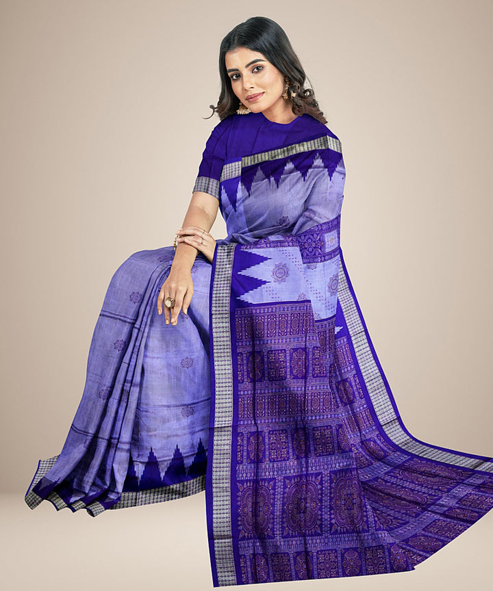 Aero blue dark blue silk handwoven bomkai saree