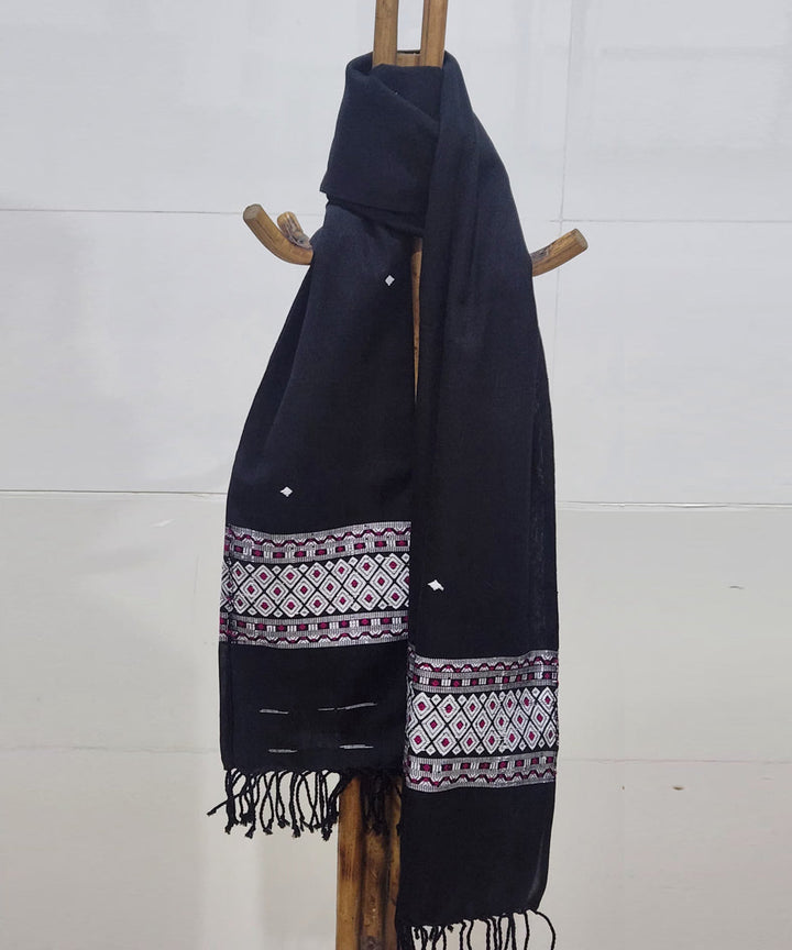 Black multicolor cotton handloom assam stole