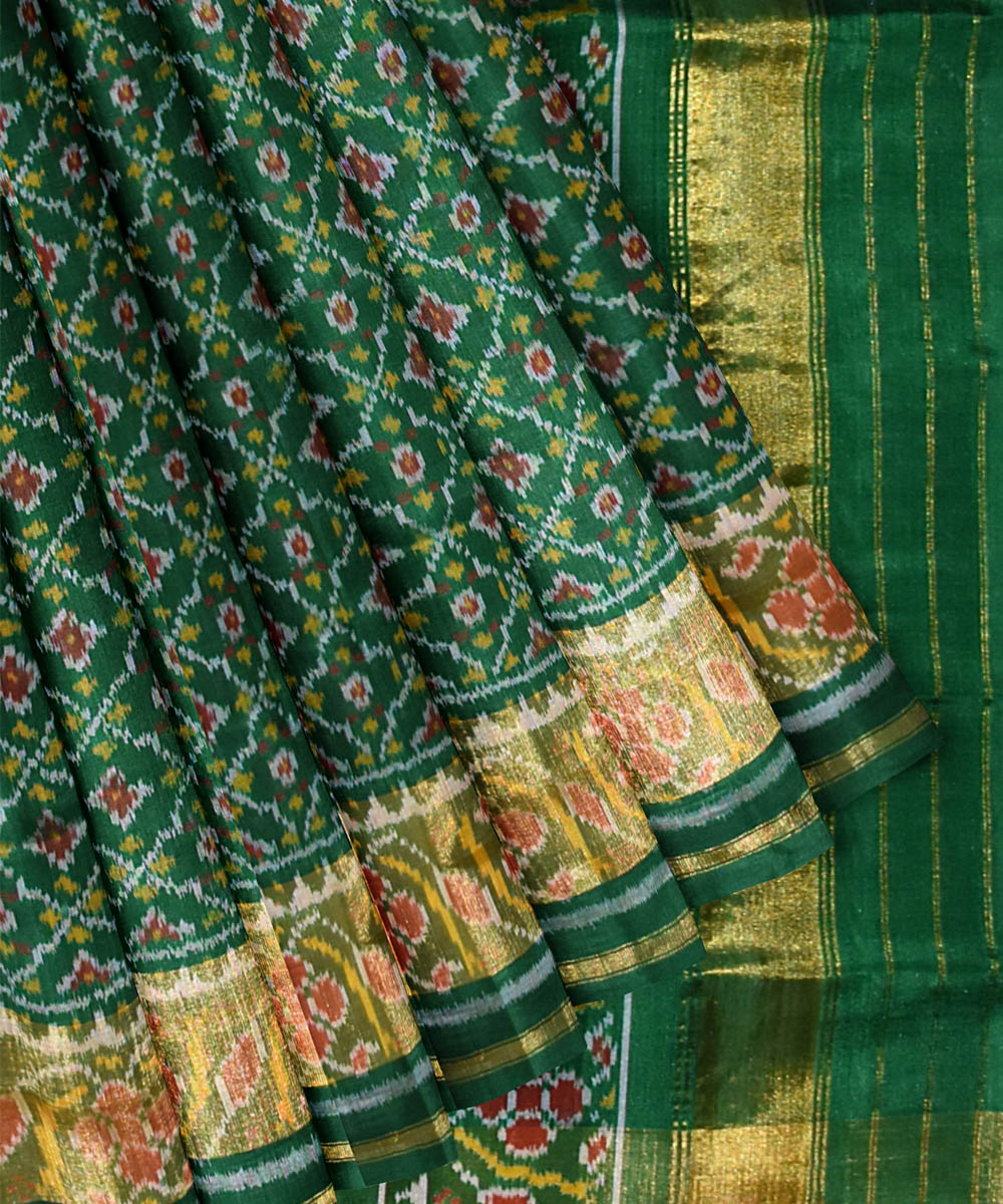 Dark green handloom patola silk saree