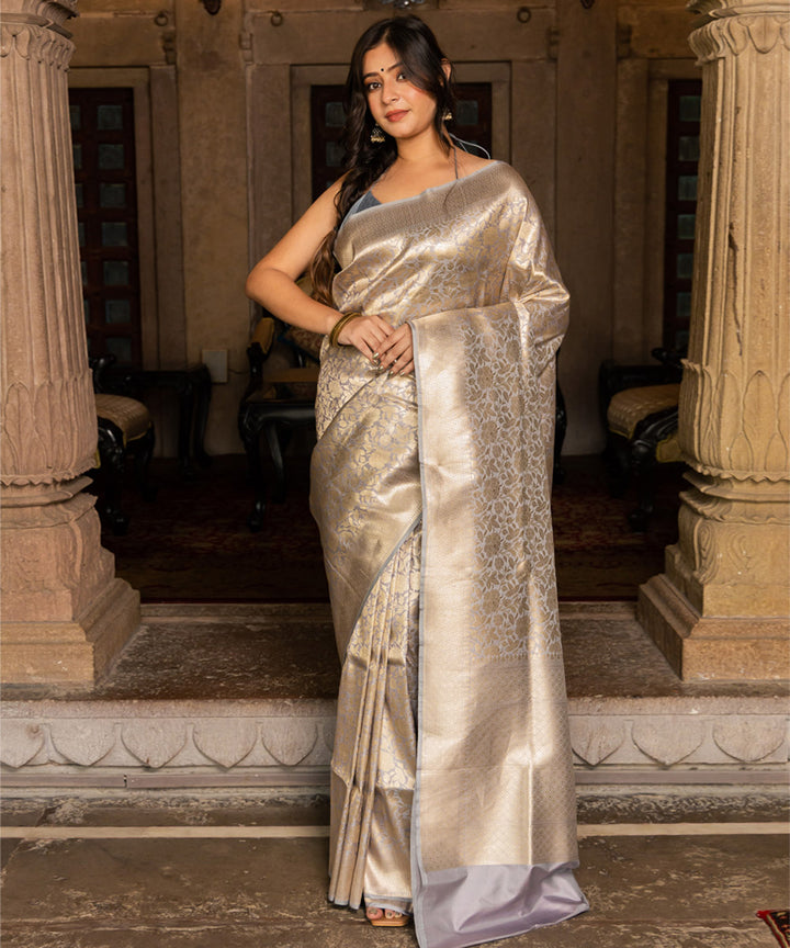 Mauve silk handwoven banarasi saree