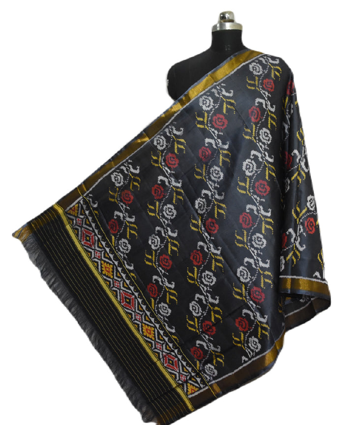 Black red handwoven silk patola dupatta