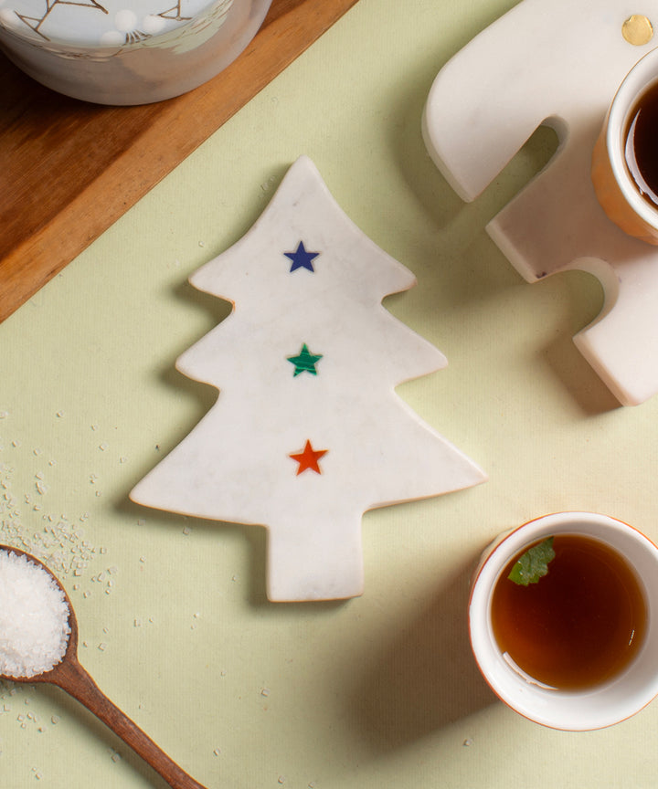 Christmas tree shaped marble coaster