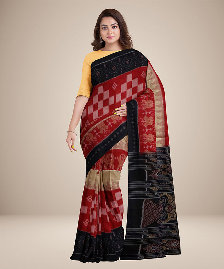 Red striped multicolour pasapalli cotton handwoven nuapatna saree