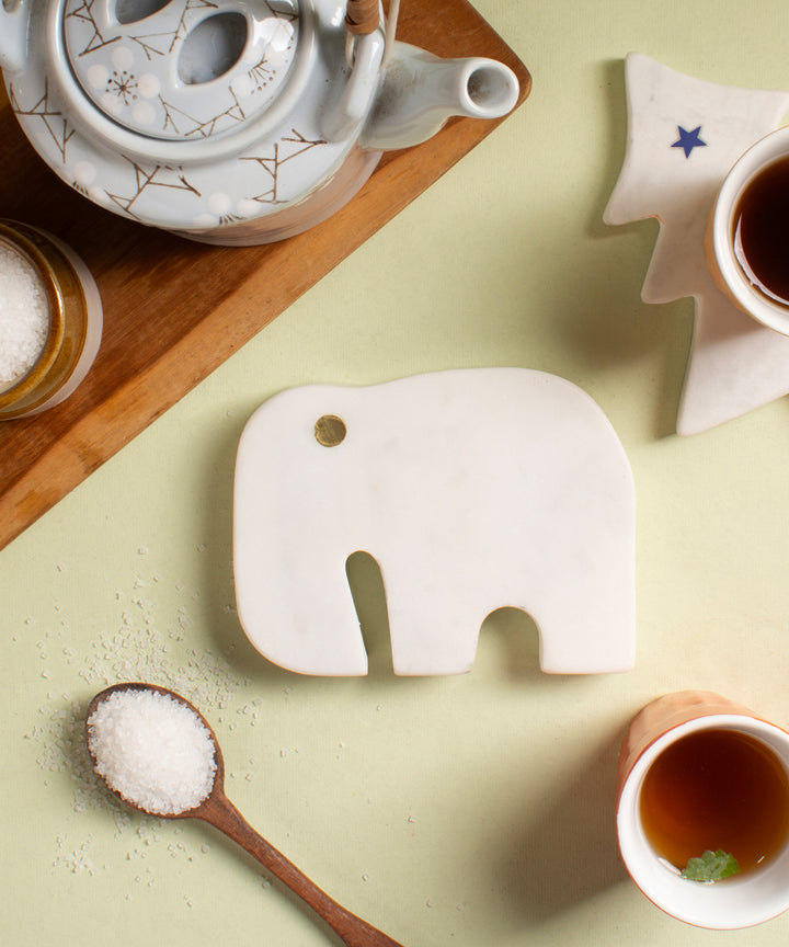 Elephant shaped marble coaster