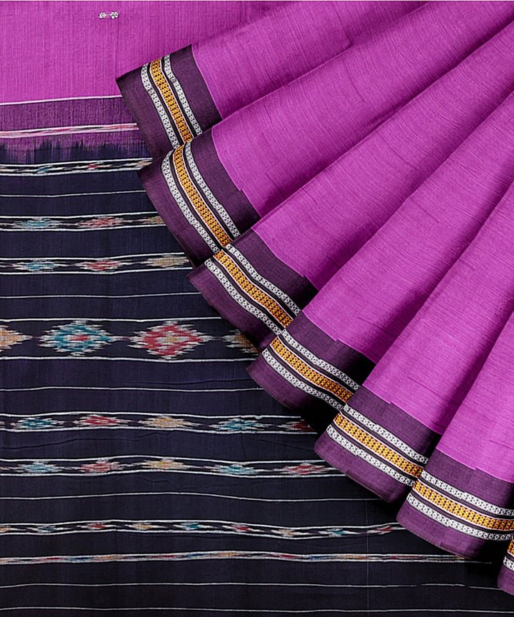 Purple blue cotton handwoven nuapatna saree