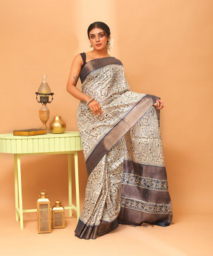 Kosa black chhattisgarh handloom tussar silk saree